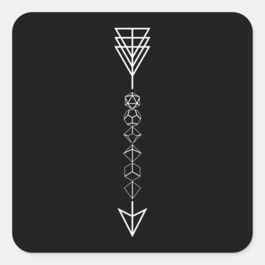 Polyhedral Dice Arrow van Ranger Tabletop RPG Vierkante Sticker (Voorkant)