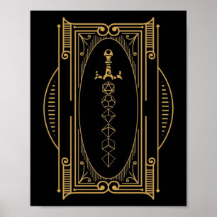 Polyhedral Dice Sword Deco Retro Poster