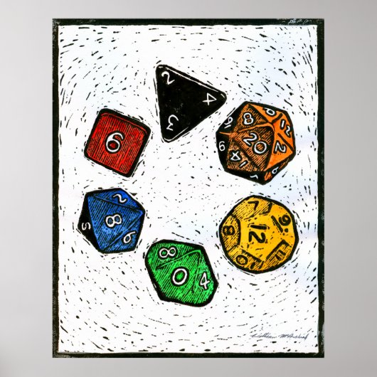 Polyhedron_dice-cirkel-lino-Outland_Arts-17inch-30 Poster (Voorkant)