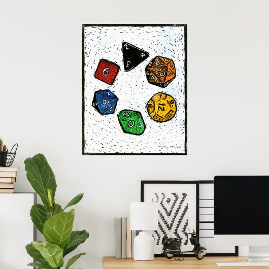 Polyhedron_dice-cirkel-lino-Outland_Arts-17inch-30 Poster (Thuiskantoor)
