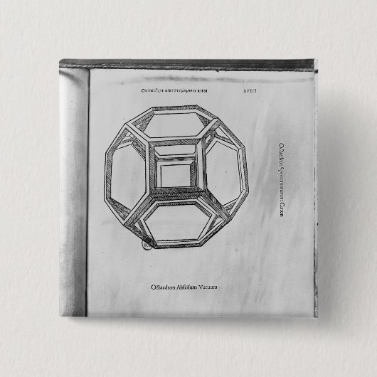 Polyhedron uit de Divina Proportione Vierkante Button 5,1 Cm (Voorkant)