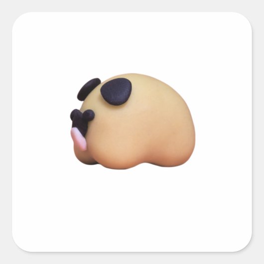Polymeer Klei Pug voor Hondenliefhebbers Vierkante Sticker (Voorkant)