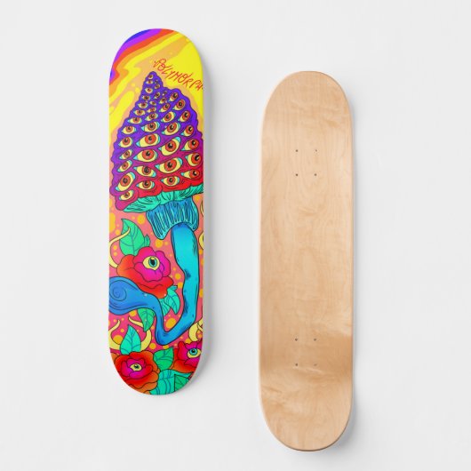 Polymorph Flowered Mushroom Psychedelic Skateboard (Voorkant)
