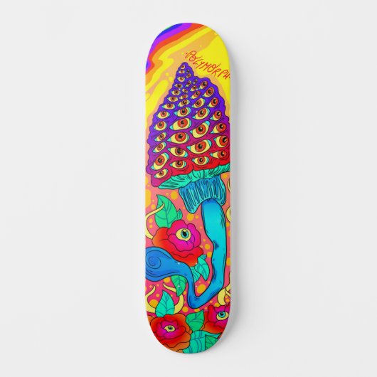 Polymorph Flowered Mushroom Psychedelic Skateboard (Voorkant)