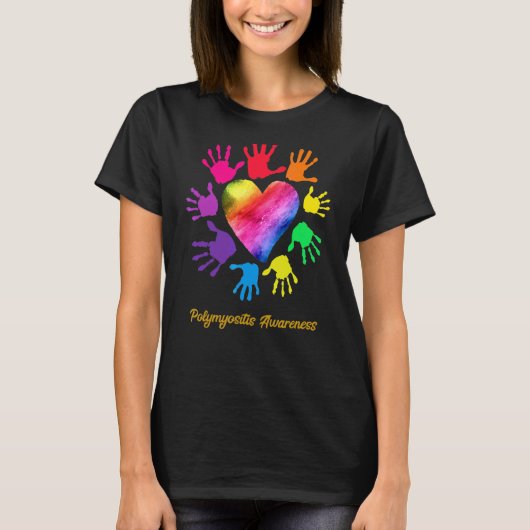 Polymyositis Bewustheid Handen Polymyositis T-shirt (Voorkant)