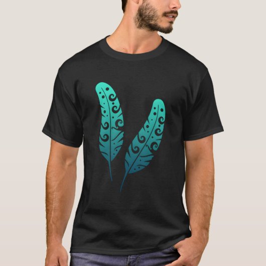 Polynesia Maori Feather Tribal Tattoo New Zealand T-shirt (Voorkant)