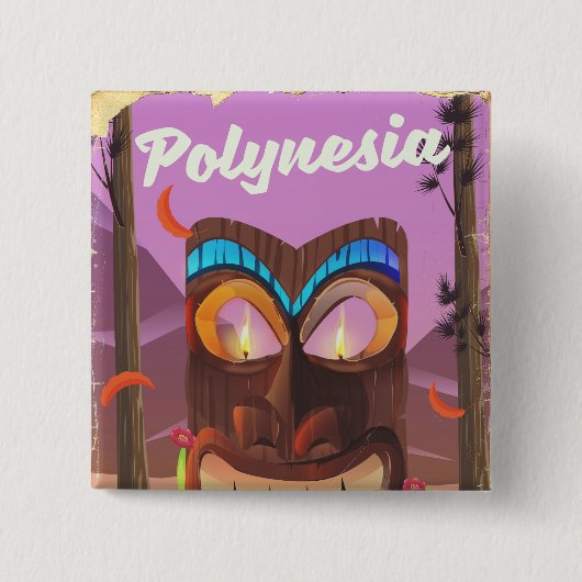 Polynesia Tiki-masker Vierkante Button 5,1 Cm (Voorkant)