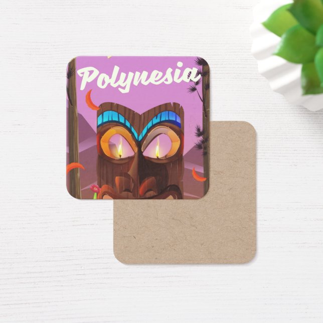 Polynesia Tiki-masker Vierkante Visitekaartjes (Bureau)