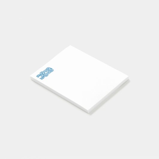 Polynesiaans Good Luck Blue Tiki Post-it® notes (Schuin)