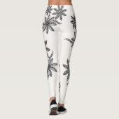 Polynesiaans Tattoo Floral Black White Line Art Leggings (Achterkant)