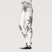 Polynesiaans Tattoo Floral Black White Line Art Leggings (Links)