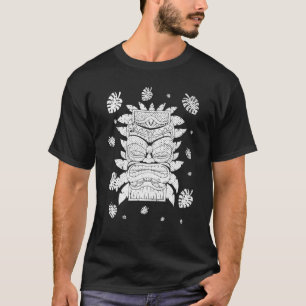 Polynesiaans Tiki Masker Monstera Leaves Hawaiian T-shirt