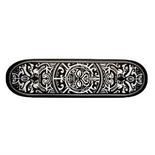 Polynesiaans tribaal gezicht zwart-wit skateboard