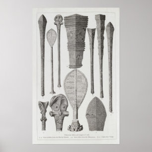 Polynesiaanse clubs en insignes van rang poster