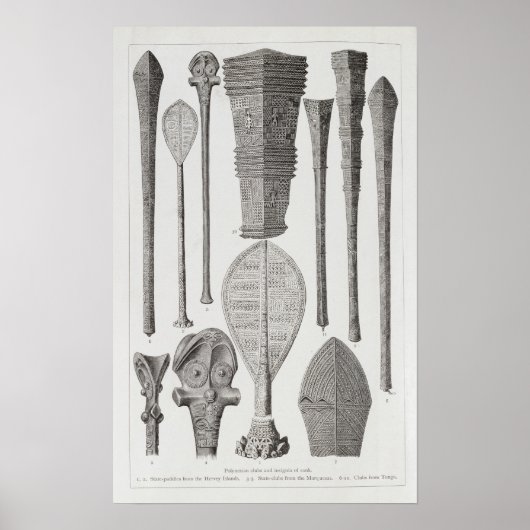 Polynesiaanse clubs en insignes van rang poster (Voorkant)