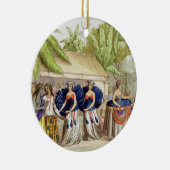 Polynesiaanse dansmeisjes, gegraveerd door A. Bern Keramisch Ornament (Rechts)