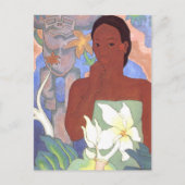 Polynesiaanse vrouw en Tiki Briefkaart (Voorkant)