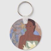 "Polynesiaanse vrouw en Tiki" - Sleutelhanger (Voorkant)