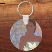 "Polynesiaanse vrouw en Tiki" - Sleutelhanger (Voorkant)