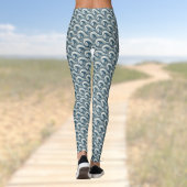 Polynesian Beach Waves and Flowers Ethnic Pattern Leggings