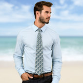 Polynesian Beach Waves and Flowers Ethnic Pattern Stropdas