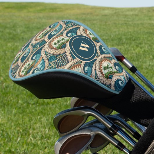 Polynesian Tropical Wave Palm Trees Pattern Name Golfheadcover