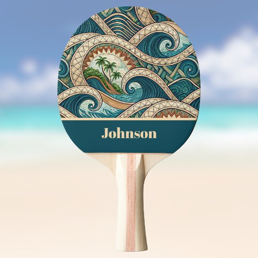 Polynesian Tropical Wave Palm Trees Pattern Name Tafeltennisbatje