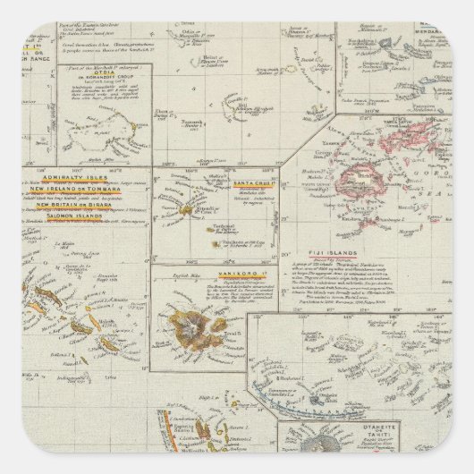 Polynesië, eilanden in de Stille Oceaan Vierkante Sticker (Voorkant)
