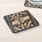 Polynesië, Koninkrijk Tonga. Detail van tapa Bier Onderzetter (Linkerzijde)