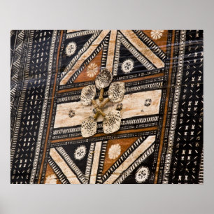 Polynesië, Koninkrijk Tonga. Detail van tapa Poster