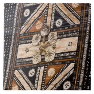 Polynesië, Koninkrijk Tonga. Detail van tapa Tegeltje