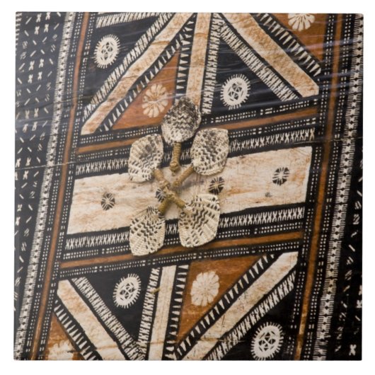 Polynesië, Koninkrijk Tonga. Detail van tapa Tegeltje (Voorkant)