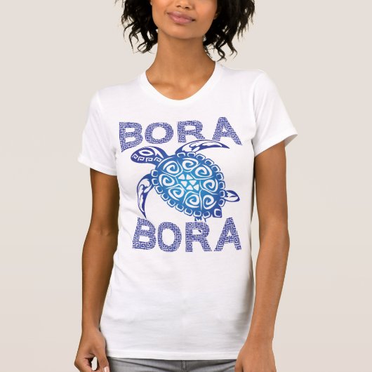 Polynesisch Blauw Tribal Zee Schildpad Bora Bora T-shirt (Voorkant)