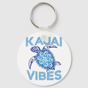 Polynesisch Blauw Tribal Zee Schildpad Kauai Vibes Sleutelhanger