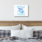 Polynesisch Blauw Tribal Zee Schildpad Maui Vibes Canvas Afdruk (Insitu (Slaapkamer))