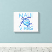 Polynesisch Blauw Tribal Zee Schildpad Maui Vibes Canvas Afdruk (Insitu (Houten vloer))