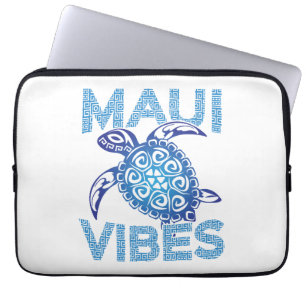 Polynesisch Blauw Tribal Zee Schildpad Maui Vibes Laptop Sleeve