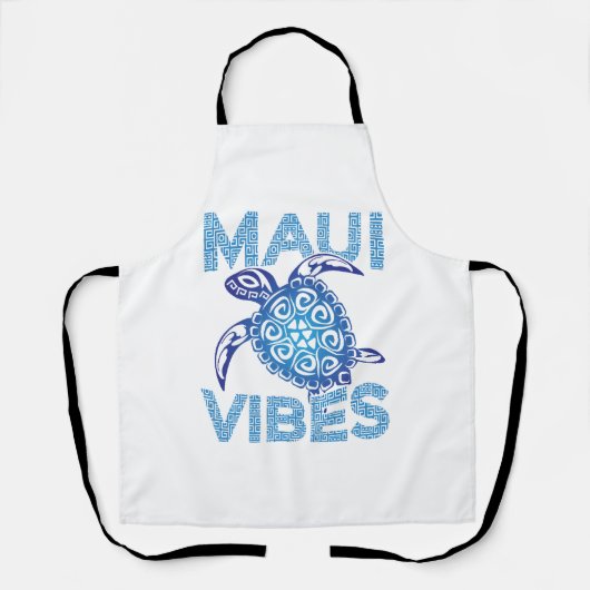 Polynesisch Blauw Tribal Zee Schildpad Maui Vibes Schort (Voorkant)