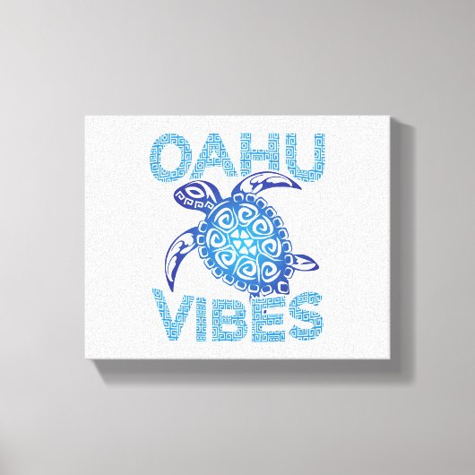 Polynesisch Blauw Tribal Zee Turtle Oahu Vibes Canvas Afdruk (Voorkant)
