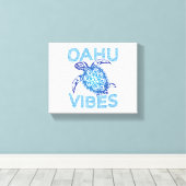Polynesisch Blauw Tribal Zee Turtle Oahu Vibes Canvas Afdruk (Insitu (Houten vloer))