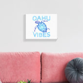 Polynesisch Blauw Tribal Zee Turtle Oahu Vibes Canvas Afdruk (Insitu (Woonkamer))