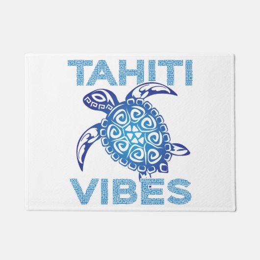 Polynesisch Blauw Tribal Zee Turtle Tahiti Vibes Deurmat (Voorkant)