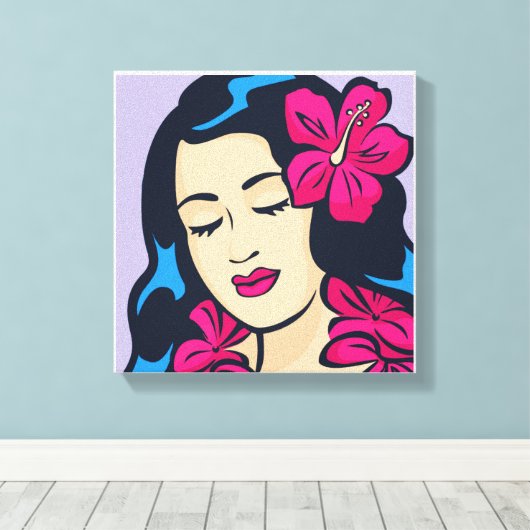 Polynesisch Hawaii Hula Meisje Canvas Afdruk (Insitu (Houten vloer))