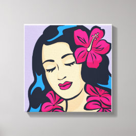 Polynesisch Hawaii Hula Meisje Canvas Afdruk