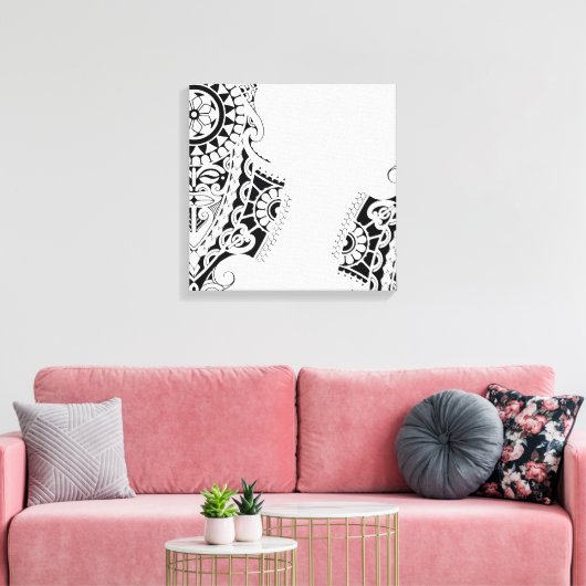 Polynesisch masker tribal tattoo ontwerp canvas afdruk (Insitu (Woonkamer))