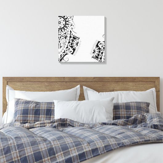 Polynesisch masker tribal tattoo ontwerp canvas afdruk (Insitu (Slaapkamer))