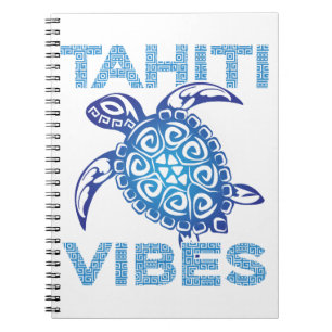 Polynesische Blau Tribale Zeeschildpad Tahiti Vibe Notitieboek