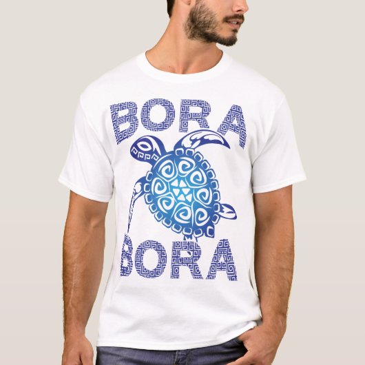 Polynesische Blauwe Stam Zeeschildpad Bora Bora T-shirt (Voorkant)