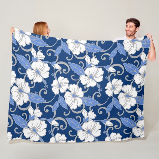 POLYNESISCHE DROOM (BLAUW) FLEECE DEKEN (In situ)
