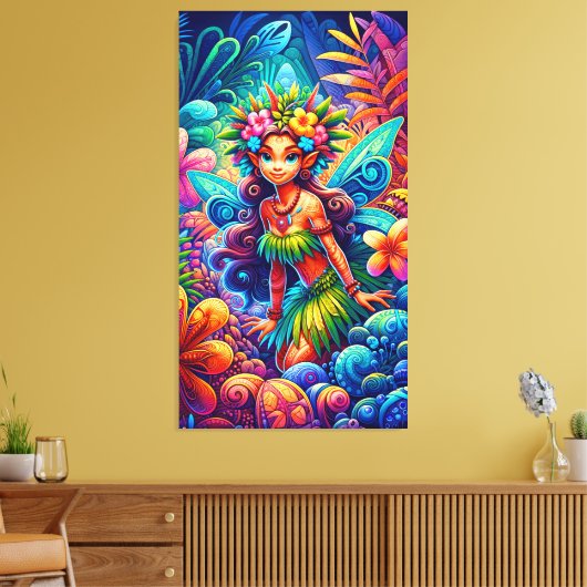 Polynesische fee canvas afdruk (Insitu (Woonkamer))